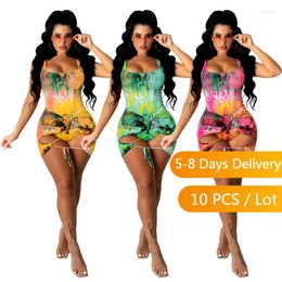 Work Dresses Wholesale Items Printed Summer Two Piece Set Women Swimsuit Beach Bodysuit And Mini Dress Sets Sexy 2 Womens Outfits