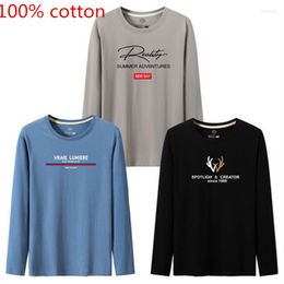 Men's T Shirts Men's T-shirt Spring Autumn High-quality Cotton O-neck Long-sleeved Letter Printing Street Casual Boy Tops Tees Men