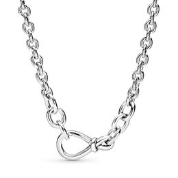 Necklaces 2020 New Original 100% 925 Sterling Silver pan Chunky Infinity Knot Chain Necklace For Women DIY Gift free shipping