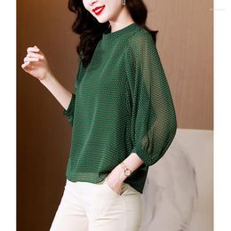 Women's Blouses IIn The Spring Of 2023 Hangzhou Blouse Female Polka Dot Big-name T-shirt And Seven-point Sleeve Foreign Shirt.