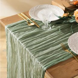 Table Runner SemiSheer Vintage Cheesecloth Gauze Setting Wedding Dining Party Christmas Banquets Arches Cake Decortion 230520