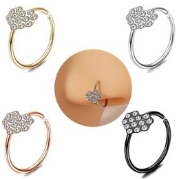 Nose Clips Rings Studs Hoops for Women Non-Piercing Body Jewlery Crystal Stainless Steel Gold Black Color Wholesale 2023 New