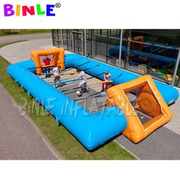 Classic sports game inflatable human foosball field human table football court soccer arena for outdoor celebration