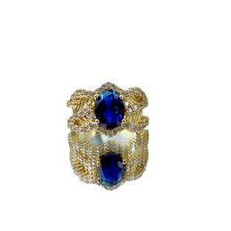 Italian Crafted Sapphire Ring with Waves Surrounding the Quiet Sea Jewelry