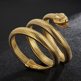 Bangle Gothic Animal Stainless Steel Gold Bracelet Snake Head Punk Spiral Bracelet 2022 Brand New Jewellery