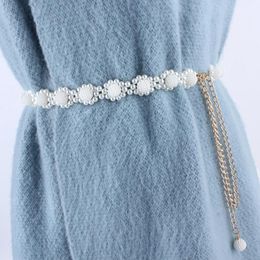 Belts Fashion Korean Metal Waist Chain For Women Pearl Female Decoration Dress Accessories Luxury Ceinture Femme
