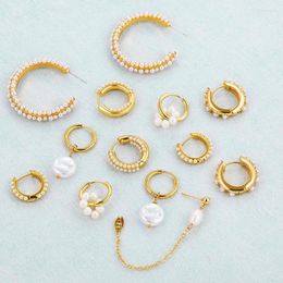 Hoop Earrings Elegant Imitation Pearls Round Circle For Women Fashion Gold Colour Small Huggie Hoops Eardrop Jewellery Gift