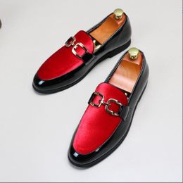 Men's Casual Leather Shoes Mens Fashion Patchwork Party Wedding Loafers Moccasins Men Slip-on Light Comfortable Driving Flats