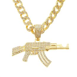 necklace for mens chain cuban link gold chains iced out jewelry Exaggerated Punk Street Dance Rap Wearing Gun Pendant Necklace