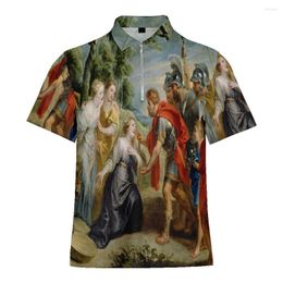 Men's Polos Ancient Roman Oil Painting Men's Polo T-Shirts 3D Shirts O-Neck T-shirt Summer Fashion Tops Boys Clothing Street