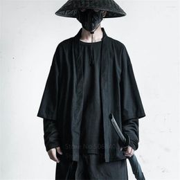 Ethnic Clothing Japanese Style Haori Men Traditional Kimono Cardigan Black Coat Jacket Japan Harajuku Autumn Samurai Fashion Cosplay