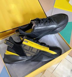 2023s Flow Man Sneakers Shoes Mesh Suede & Leather Skateboard Walking Perfect 2023 Brand Zipper Party Dress Sports Men's Casual Walking EU38-46.BOX