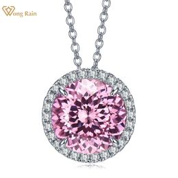 Necklaces Wong Rain 100% 925 Sterling Silver 5CT Round High Carbon Diamond Gemstone Pendant Necklace For Women Fine Jewelry Birthday Gifts