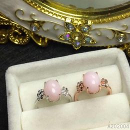 Cluster Rings KJJEAXCMY Fine Jewellery 925 Sterling Silver Inlaid Natural Gem Pink Opal Female Girl Ring Trendy Support Test Selling