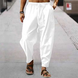 Men's Pants Men's Breathable Cotton linen blend trousers 2023 Hot Sale New man Summer Loose Casual Sports Home Yoga Elastic Waist Pants