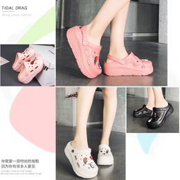Girls' Sandals High Beauty Summer New Popular Slippers Women's Leisure Fashion Thick Sole Elevated Hole Shoes F6073-09