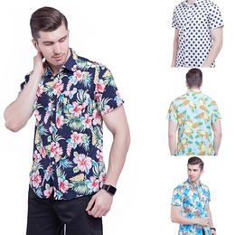 Men's Casual Shirts Summer Short-sleeved -selling Plus Size Hawaiian Print Beach Vacation Tops Daily Wear Polka Dot ShirtsMen's