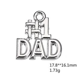 Necklaces 2021 New Jewellery Zinc Alloy Metal Silver Plated Number 1 Dad Charms Wholesale charms bracelets for women