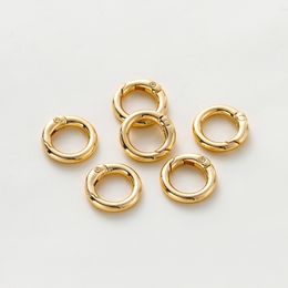 5Pcs/lot 20mm 14K 18K Gold Plated O Ring Spring Clasps Openable Round Keychain Hook Dog Chain Buckles Connector For DIY Jewelry