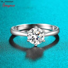 Band Rings Smyoue 032CT White Gold Plated Moissanite Rings for Women Classic Sixprong Lab Diamond Band Sterling Silver S925 Wholesale J230522