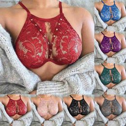 Bras Retro Push Up Bra Underwear Women's Solid Color Hollow Lace Sexy Lingerie Sexy Full Cup Garter Bras 7 Colors T230522