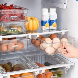 Storage Bottles Kitchen Organizer Adjustable Refrigerator Rack Fridge Freezer Shelf Holder Pull-out Drawer Organiser Space Saver 40#