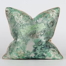 Pillow High Luxury Jacquard Cover 45x45CM Abstract Green Marble Design Decorative Pillows Comfortable Home Wearproof Pillowcase