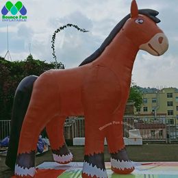 Most Charming Brown White Giant Inflatable Horse With Blower Flying Horse Animal Toy Pony For Advertising