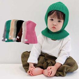 Caps Hats Winter Baby Knitted Hooded Unisex Wool Scarf One Ski Bean Hat Earmuff Neckline Soft and Warm Skull G220522