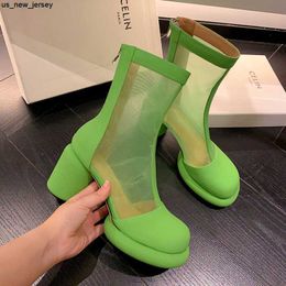 Sandals Mesh Women's Boots Design Hollow Breathable Cool Female Shoes Summer Colourful Fashion High-heeled Short Ladies Boots J230518 J230519 J230522