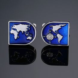 DY new high quality Brass material Blue earth pattern Cufflinks Men's French shirt Cufflinks free shipping