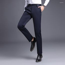 Men's Pants Style Korean Fashion Casual Western Trousers Men'S Straight Business Slim Fit Youth Four Side Elastic Ice