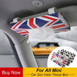 Car Organizer Sun Visor PU Tissue Box Paper Napkin Holder For Mini Coopers JCW One R53 R55 R56 R60 R61 F55 F56 F60 Styling Accessories