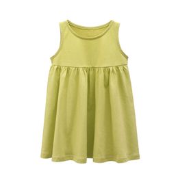 Girls Dresses Children Girls Sleeveless ALINE Dress Summer Kid Clothes Cotton Toddler Sundress Princess Dresses Yellow Green 230224 230520