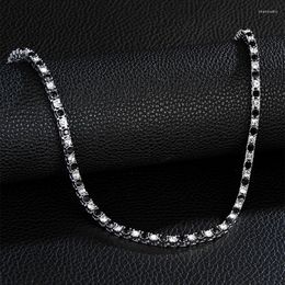 Chains Fashion 4mm CZ Crystal Tennis Necklace Hip Hop Rock Iced Out Black And White Chain Men's Necklaces For Women Men Jewellery