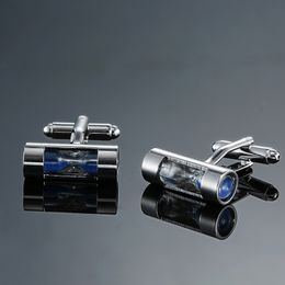 DY The new high quality silvery blue hourglass round Cufflinks fashion Men's French shirt Cufflink free shipping