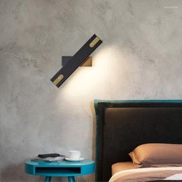 Wall Lamps Bedroom Bedside Light 360° Rotatable Adjustable Angle Indoor LED Lamp Simple Fixture Aluminium AC110/220V