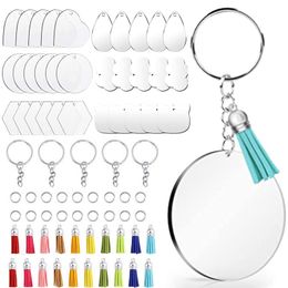 20pcs/lot Acrylic Keychain Blanks Clear Heart Discs Keychains Vinyl Kit for diy Key Chain Kit Handmade Tassel Key Chain Crafting