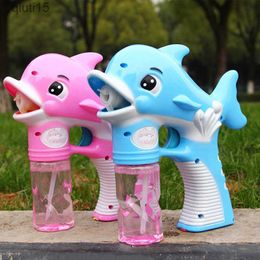 Gun Toys Bubble Gun Electric Automatic Bubbles Machine with Soap Concentrate Water Kids Summer Outdoor Party LED Light Toys Children Gift T230522