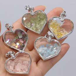 Pendant Necklaces 32x32mm Natural Crystal Mineral Love Wishing Bottle Reiki Heal Charm Guardian Couple Necklace Jewellery Romantic Gift 1PC