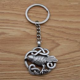Keychains Viking Raven Pendant Keychain Black Bird Celt Crow Key Chain Pagan Jewelry