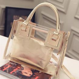 Evening Bags 2pcs 2023 Fashion Women Clear Transparent Shoulder Bag Jelly Candy Summer Beach Handbag Woman Messenger Bolsa Feminina