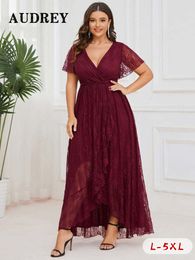 Plus Size Dresses Fashion Plus Size Lace Dress for Women Elegant V-neck Sexy Evening Party Dresses Long Luxury Vestidos Verano Mujer Summer Designer Party Dress 390