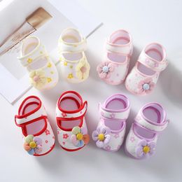 First Walkers Infant Toddler Shoes Summer Baby Girl Cute Colorful Lucky Flowers Breathable Princess Soft Sole Flat Anti-Slip Sandals