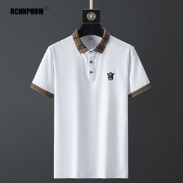 Men s Polos Summer Summer Manga Shirts Camisas Men Brand Cotton Business Casual Soild Tops Bordado Roupas pretas 230522