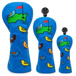 Other Golf Products Golf Club Headcover Set Birds Design Driver Covers Fairway Wood Cover Hybrid Cover Leather Golf Wood Covers 230522