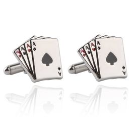 French Men Cufflinks Shirt Suit Business Cuff Links Gamble Poker Unique Design Fashion Jewelry Gifts Wholesale Dropshipping