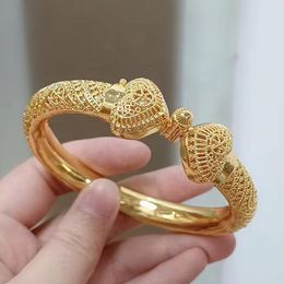 Bangle 24k Luxury Dubai Wedding Gold Colour Bangles For Women Girls Heart Bride India Bangles Bracelets Jewellery Gift