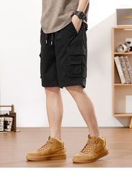 Men's Shorts 2023 Summer Men's Straight Tooling For Men Korean Fashion Belt Decoration Khaki Casual Cargo Male Y2k Streetwe