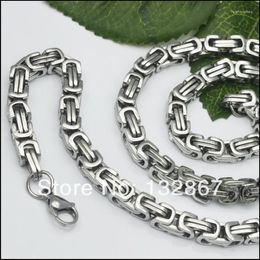 Chains 20''-40'' Stainless Steel 8mm Byzantine Box Link Necklace Bracelet Men's Jewelry Fashion Gifts